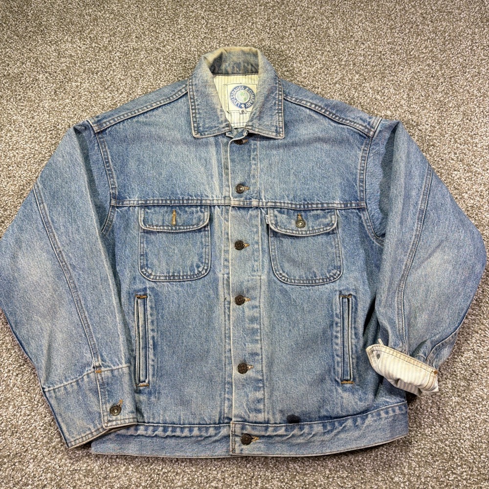 1987 Levi Type 2 Hickory Lined Denim Trucker Jacket Size Medium Rare Faded Usa